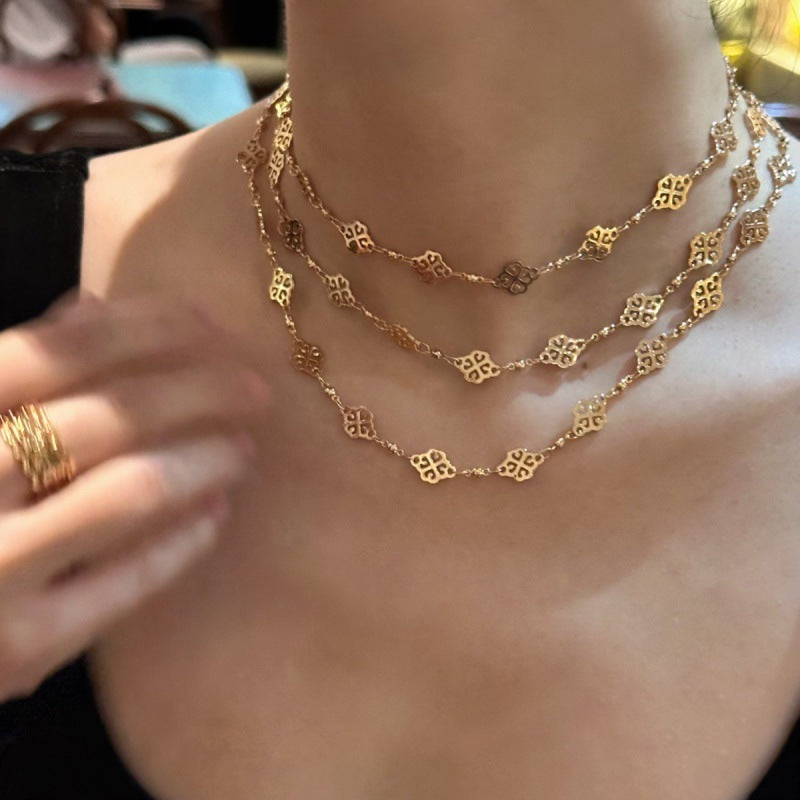 french retro Autumn and Winter Sweater Chain 0528