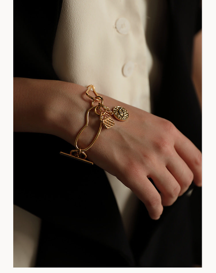 Brass Alloy Bracelet Bracelet Ins Niche Design Simple Trendy High-end Vintage Women's Pendant Bracelet David Jewelry Gold Necklacedavid jewelry gold necklace