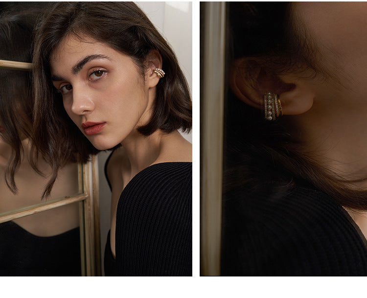 Copper Alloy Imitation Pearl Earrings Ear Clips for Women Without Pierced Ears French Style Earrings Niche Ear Hooks Ear Cuffs Gold Necklace Davidgold necklace david