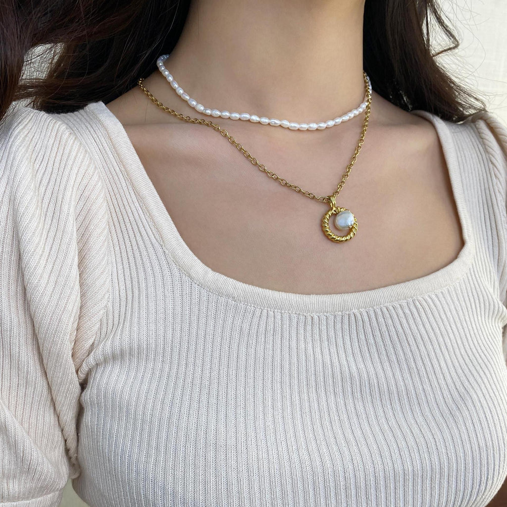 Oval Pearl Necklace Niche Versatile Pearl Necklace David Jewelry Gold Necklacedavid jewelry gold necklace002