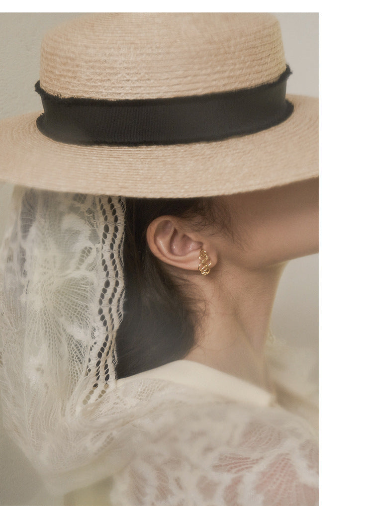 925 Silver Earrings Ear Clip Style No Piercing Women's Earrings Earrings Minimalist Niche Sweet Cool French Style High-end David Gold Necklacedavid gold necklace