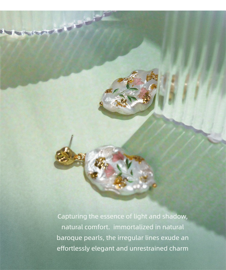 Copper Alloy Imitation Pearl Earrings Baroque Pearl Earrings High-end Light Luxury Style Vintage Pendant Earrings David Jewelry Gold 001Necklacedavid 001jewelry gold necklace001