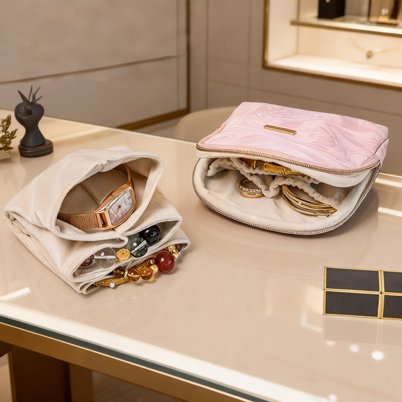 gold necklaceBracelet and Bracelet Storage Bag Jewelry Bag Multi-layer Travel Portable Storage Bag for Accessories and Cultural Artifacts