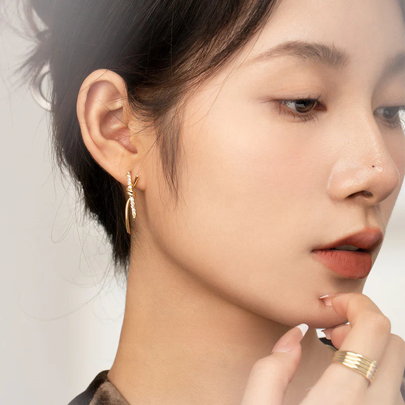 Copper Alloy Synthetic Zircon Earrings Earrings Elegant Niche Fashion Light Luxury Simple Design Versatile David Jewelrydavid jewelry001