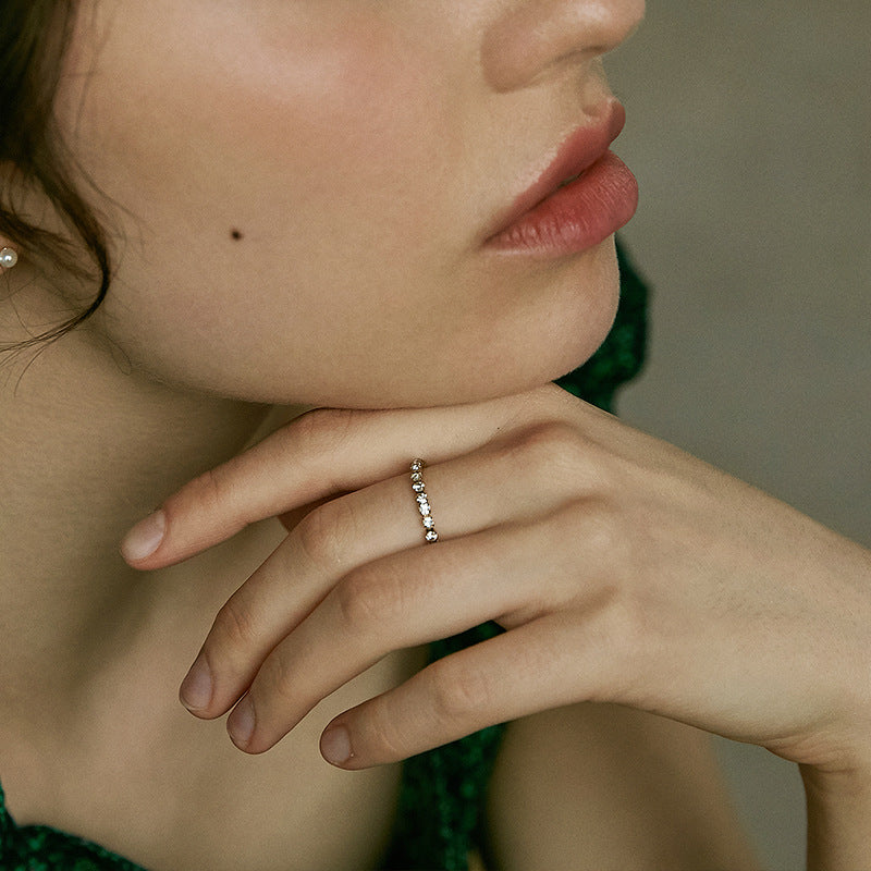 925 Silver Synthetic Zircon Ring Ring Women Ins Trendy Fashion Personality Niche Design Minimalist Style Gold Necklace Jewelry Davidgold necklace jewelry david003