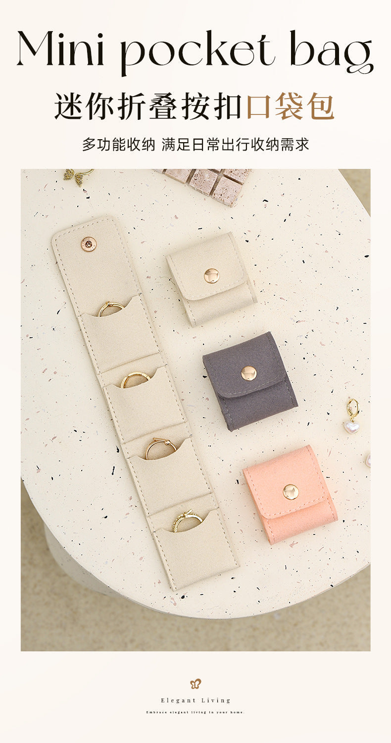 Portable Ring Bag Box Small Velvet High-end Storage High-Value Light Luxury Travel Earrings Jewelry Storage Box Gold Necklace David Jewelry Tiffanygold necklace david jewelry Tiffany