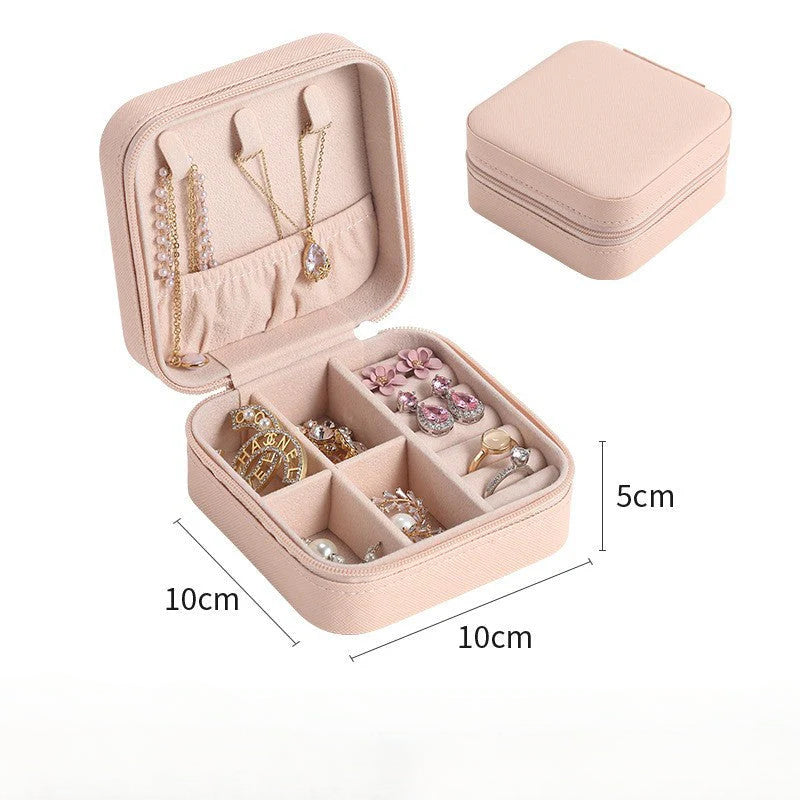 Cross-Border Direct Supply Jewelry Box Storage Box Pu Thickened Leather Necklace Ring Earrings Ring Storage Jewelry With Mirror Box David Gold Necklace Tiffany Jewelrydavid gold necklace Tiffany jewelry