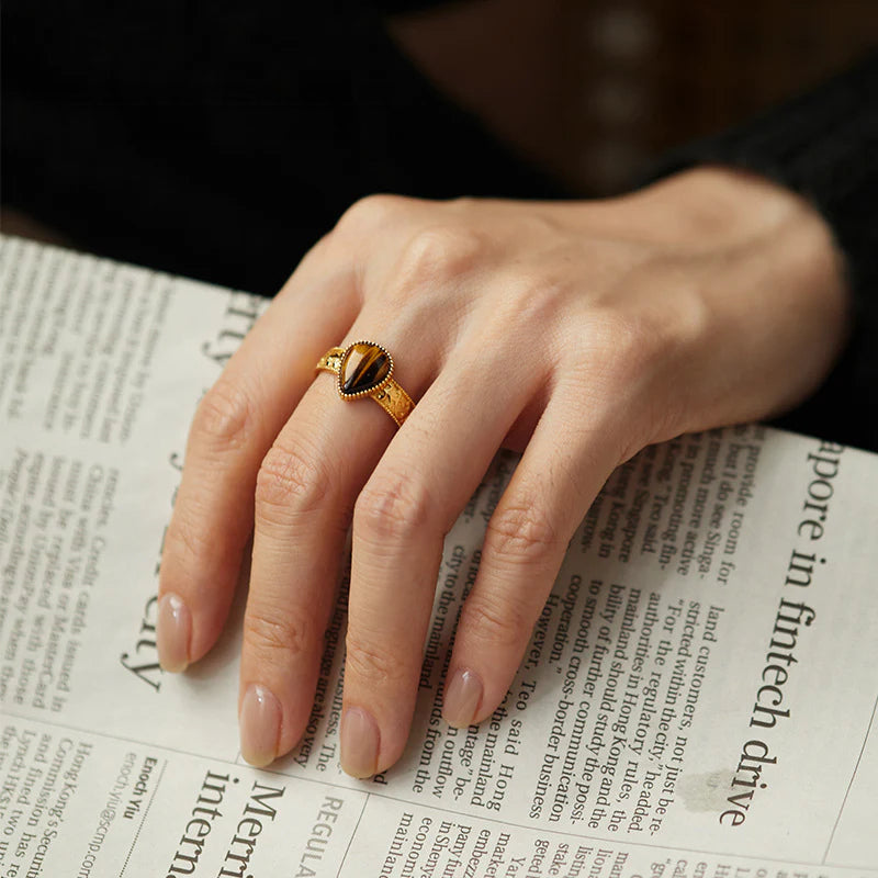 Copper Alloy Ring Southern France Fashion Retro Simple Light Luxury Autumn Winter Style Ring David Gold Necklacedavid gold necklace003