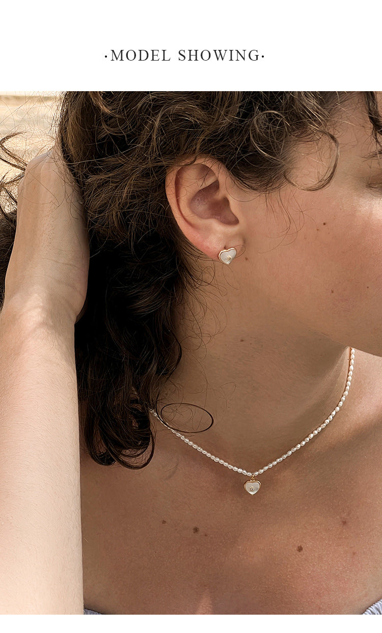 Heart-shaped Mother-of-Pearl Earrings High-end Pure Silver Earrings Women's Jewelry Jewelry Davidjewelry david001