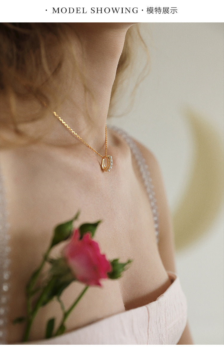 925 Silver Chain Imitation Pearl Pearl Necklace for Women Pure Silver 925 Niche Light Luxury Pendant Jewelry Clavicle Chain Jewelry Davidjewelry david002