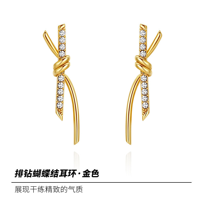 Copper Alloy Synthetic Zircon Earrings Earrings Elegant Niche Fashion Light Luxury Simple Design Versatile David Jewelrydavid jewelry001
