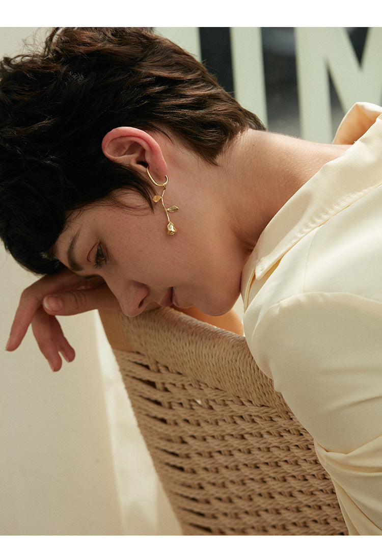 925 Silver Earrings Non-Pierced Women's Earrings French Style Elegant Niche Tea Series Earrings High-End Ear Cuffs David Jewelry Gold Necklacedavid jewelry gold necklace