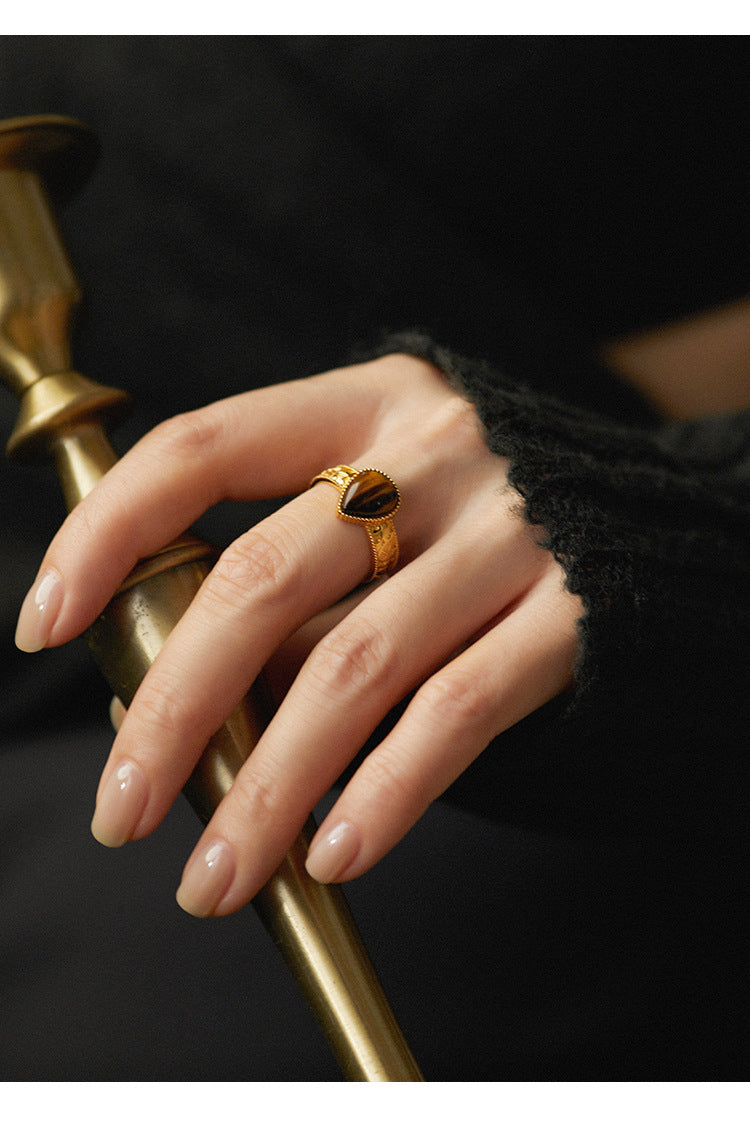 Copper Alloy Ring Southern France Fashion Retro Simple Light Luxury Autumn Winter Style Ring David Gold Necklacedavid gold necklace003