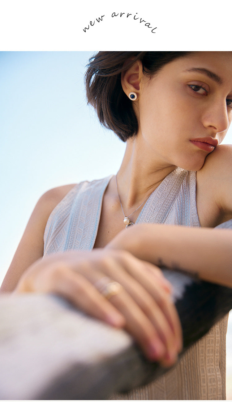 Sapphire Earrings High-end French Light Luxury Niche Design Earrings Ear Piercing Ear Bone Studs Vintage Earrings David Gold Necklacedavid gold necklace001