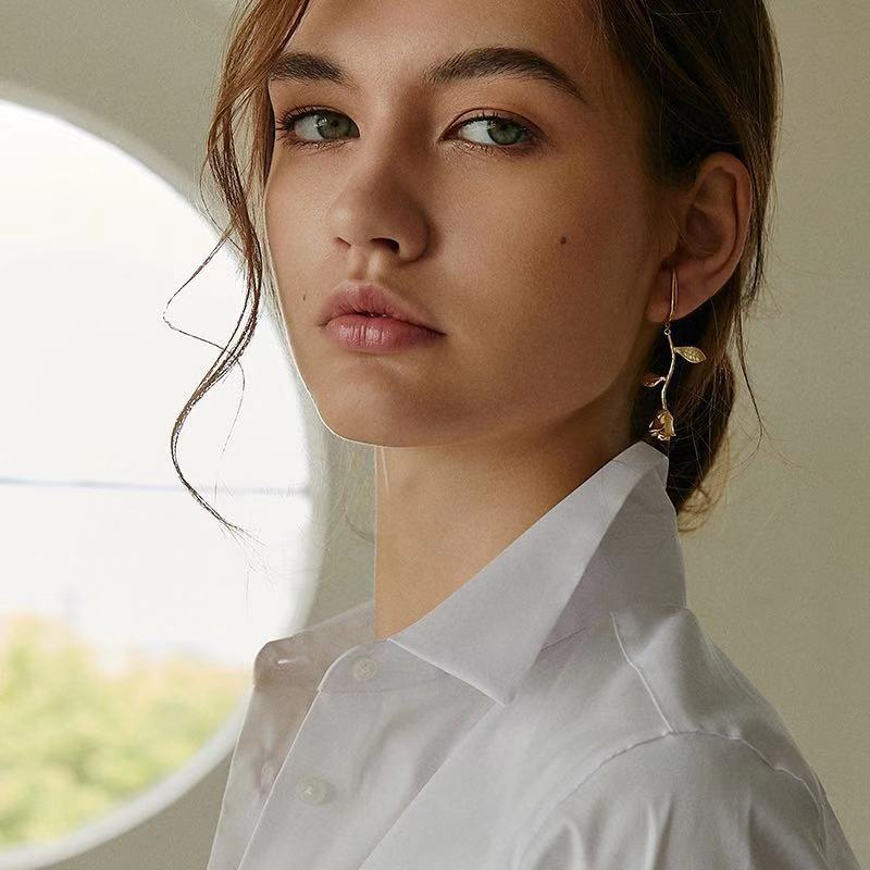 925 Silver Earrings Non-Pierced Women's Earrings French Style Elegant Niche Tea Series Earrings High-End Ear Cuffs David Jewelry Gold Necklacedavid jewelry gold necklace