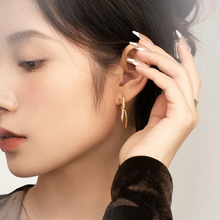 Copper Alloy Synthetic Zircon Earrings Earrings Elegant Niche Fashion Light Luxury Simple Design Versatile David Jewelrydavid jewelry001