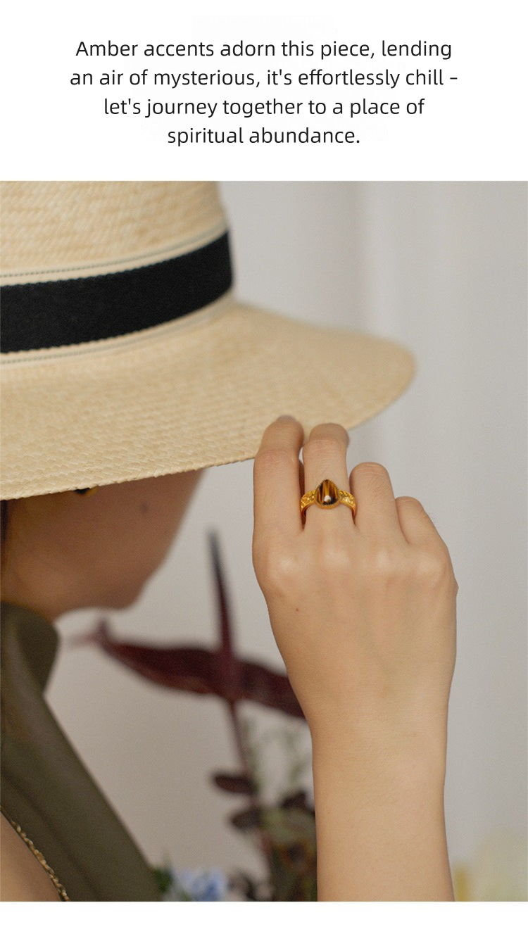 Copper Alloy Ring Southern France Fashion Retro Simple Light Luxury Autumn Winter Style Ring David Gold Necklacedavid gold necklace003