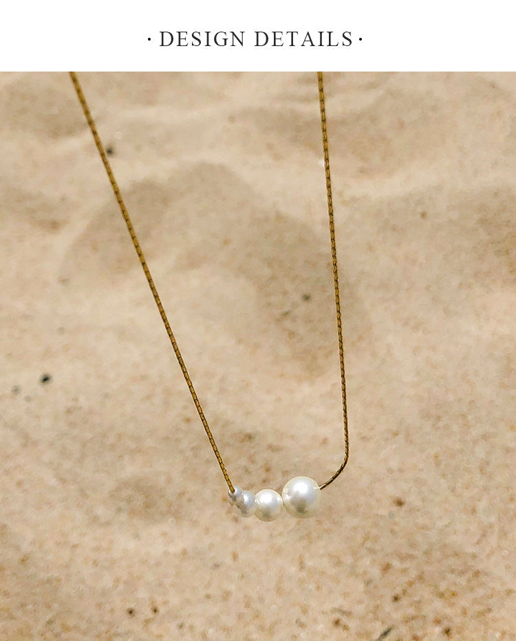 925 Silver Pearl Necklace for Women Natural Freshwater Pearl Choker Light Luxury Sweater Chain Simple Retro Collarbone Chain David Jewelrydavid jewelry002