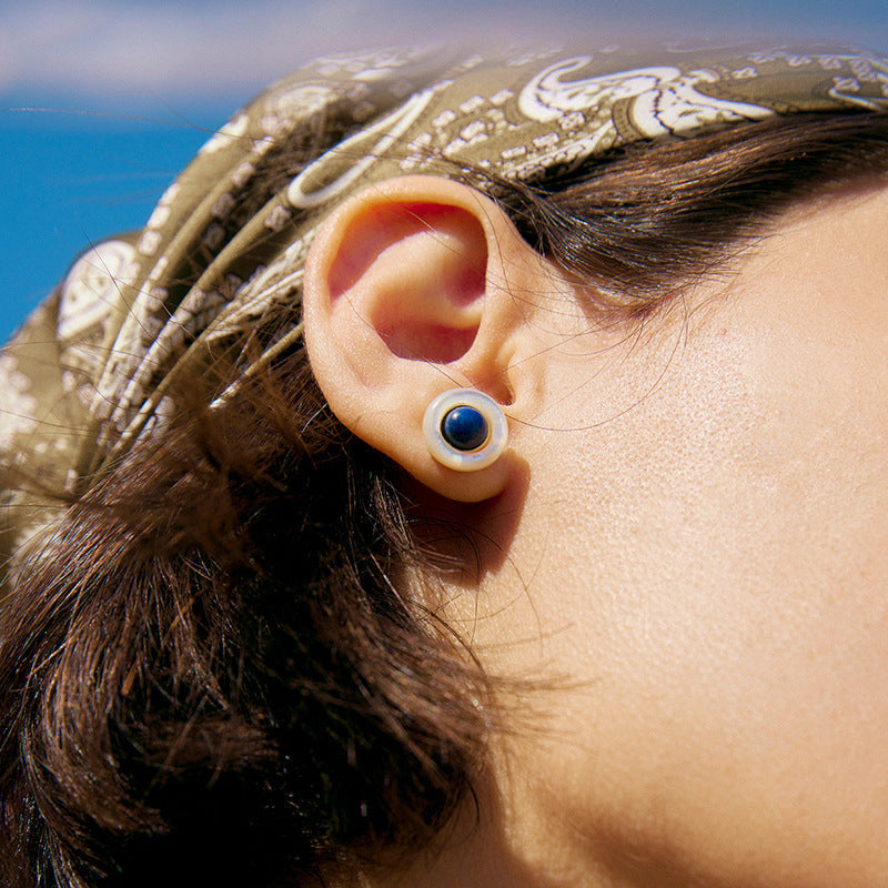 Sapphire Earrings High-end French Light Luxury Niche Design Earrings Ear Piercing Ear Bone Studs Vintage Earrings David Gold Necklacedavid gold necklace001