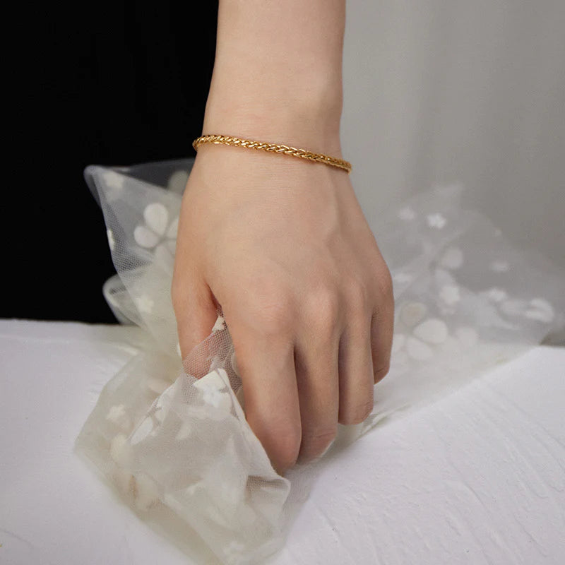 Brass Alloy Bracelet French Light Luxury Retro Design Fashion Simple Versatile Bracelet Bangle