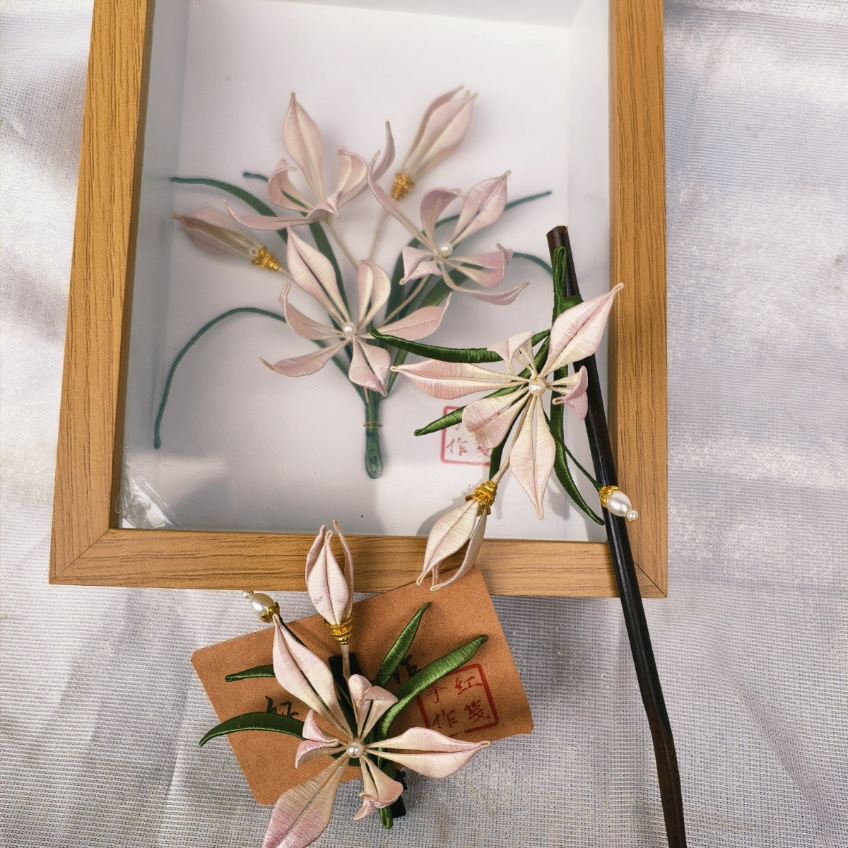 Chinese Intangible Cultural Heritage Handmade Flower Brooch Ancient Style Hair Accessory Hanfu Ornament Hairpin Hair Clip Orchid David Jewelry