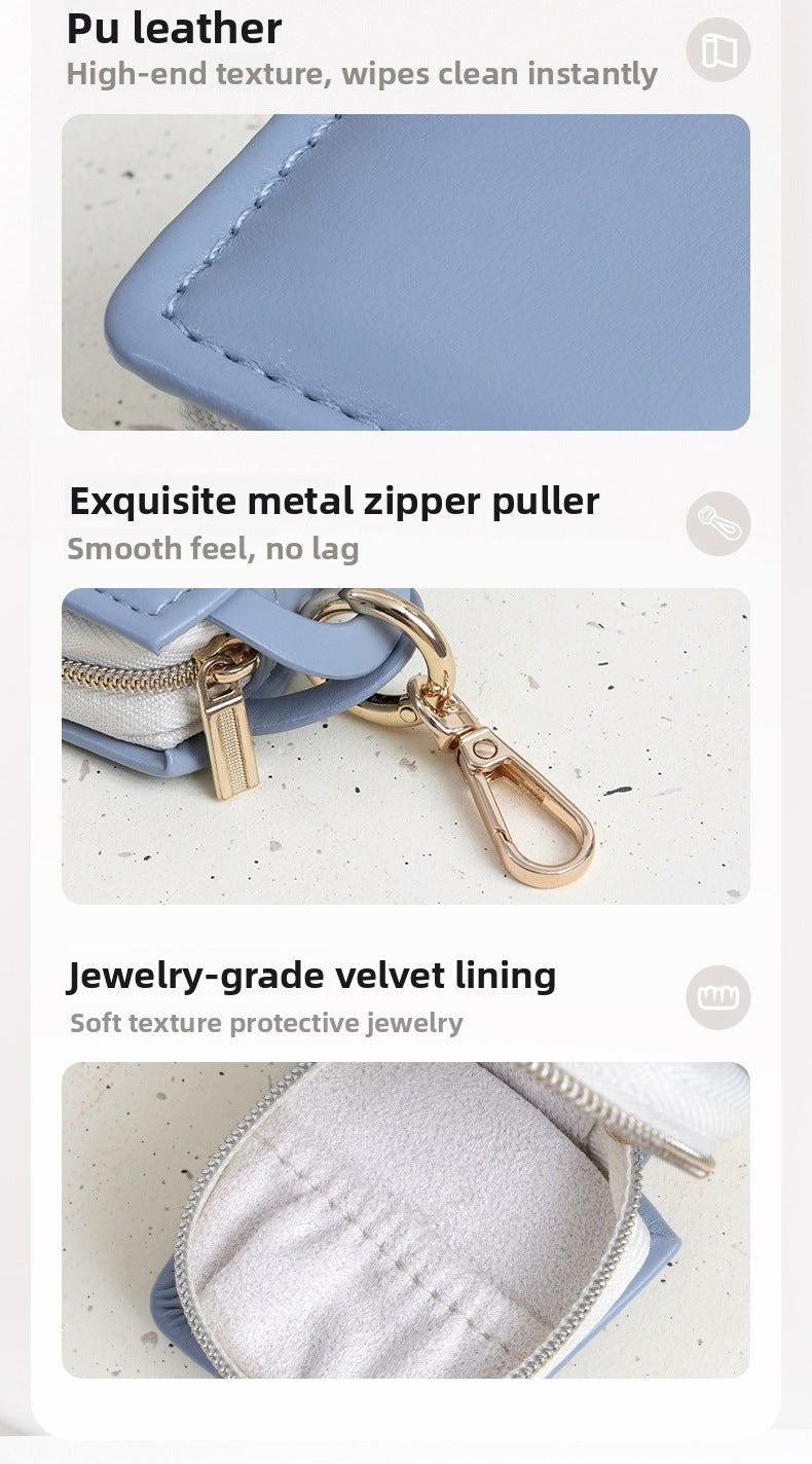 TiffanyCross-Border Direct Supply Jewelry Bag for Business Trips and Travel Portable Earrings Rings Storage Box Jewelry Organizer