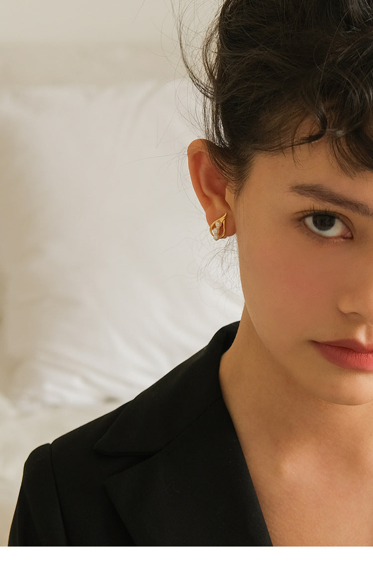 Copper Alloy Ring Ear Clip Style No Piercing Stud Earrings High-end Light Luxury Pearl Earrings French Style Gold Necklace Davidgold necklace david001