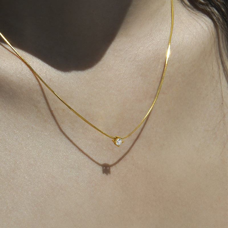 Chain 925 Silver Synthetic Zircon Silver Necklace Light Luxury Niche Minimalist Choker Petite Gold Collarbone Chain David Jewelrydavid jewelry002