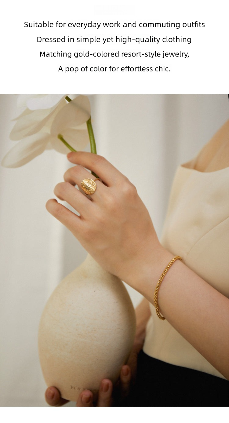 Brass Alloy Bracelet French Light Luxury Retro Design Fashion Simple Versatile Bracelet Bangle