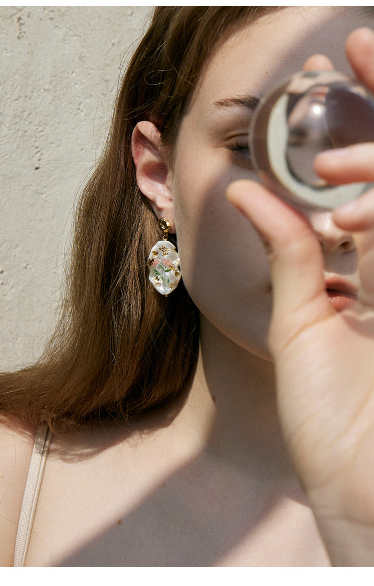 Copper Alloy Imitation Pearl Earrings Baroque Pearl Earrings High-end Light Luxury Style Vintage Pendant Earrings David Jewelry Gold 001Necklacedavid 001jewelry gold necklace001