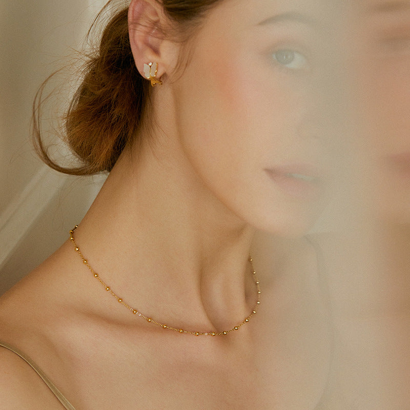 Titanium Steel Necklace Women's Necklace Niche Design Light Luxury Retro French Style High-end Elegant Simple