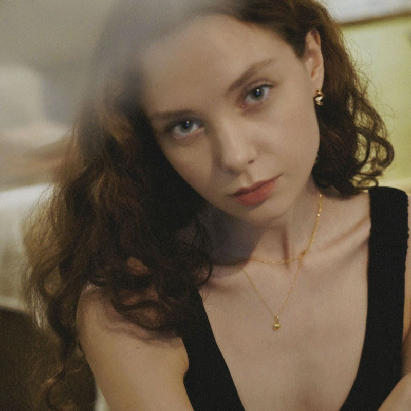 Necklace for Women Light Luxury S925 Silver Niche Jewelry Heart Pendant Collarbone Chain Gift for Girlfriend Jewelry Gold Necklacejewelry gold necklace002