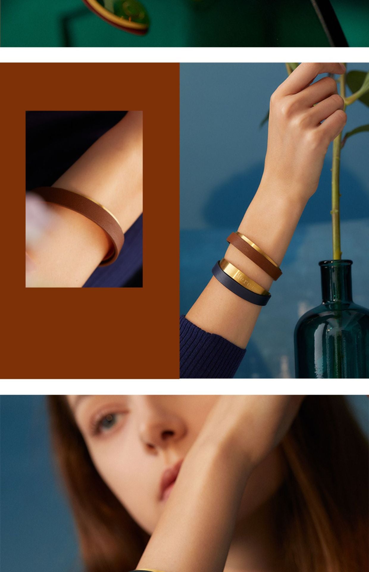 Titanium Steel Leather Bracelet Couple Bracelet Women's Niche Design Men's Accessories Light Luxury Style