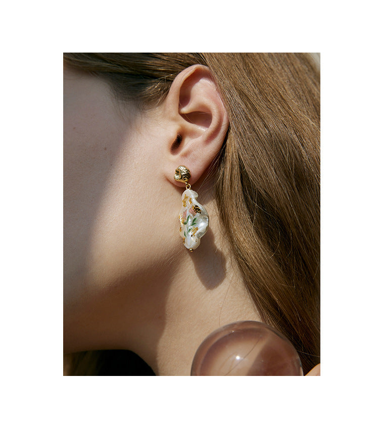 Copper Alloy Imitation Pearl Earrings Baroque Pearl Earrings High-end Light Luxury Style Vintage Pendant Earrings David Jewelry Gold 001Necklacedavid 001jewelry gold necklace001