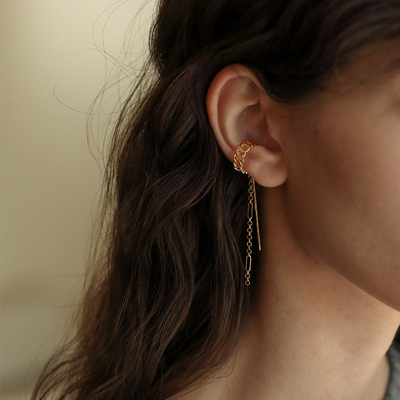 Copper Alloy Earrings Ear Clip Ear Hook No Piercing Women's Earrings Elegant High-end French Minimalist Personality