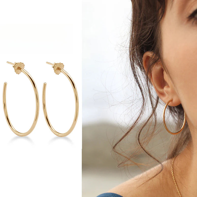 925 Silver Earrings Simple Hoop Earrings Pure Silver Elegant Retro High-end Atmosphere Large Hoop Earrings001