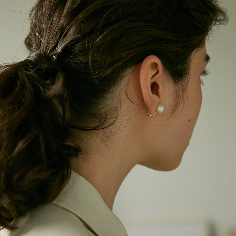 Pearl Ear Clips for Women Without Pierced Ears, Vintage Style, Simple Earrings, French High-end Feel, Ear Bone Clip-on Earrings, Jewelry Gold Necklace Davidjewelry gold necklace david001