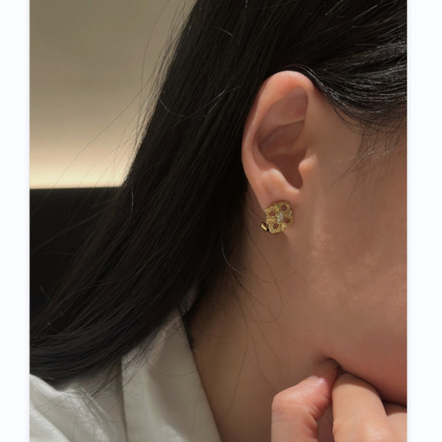 Copper Alloy Earrings French Retro Fashion Elegant Versatile Light Luxury Design Earrings Ear Studs Ear Clips Ear Jewelry David Gold Necklacedavid gold necklace001