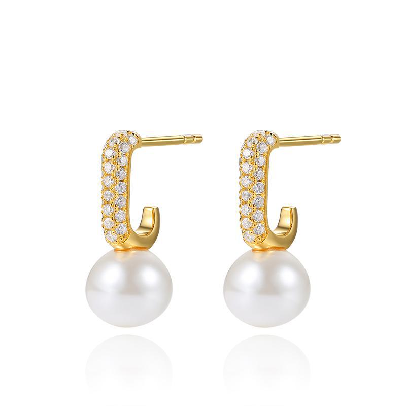 18K Gold Plated Earrings High-end Design Pure Silver Light Luxury Elegant Earrings Studs Women Natural Pearl Earrings Jewelry Gold Necklacejewelry gold necklace001