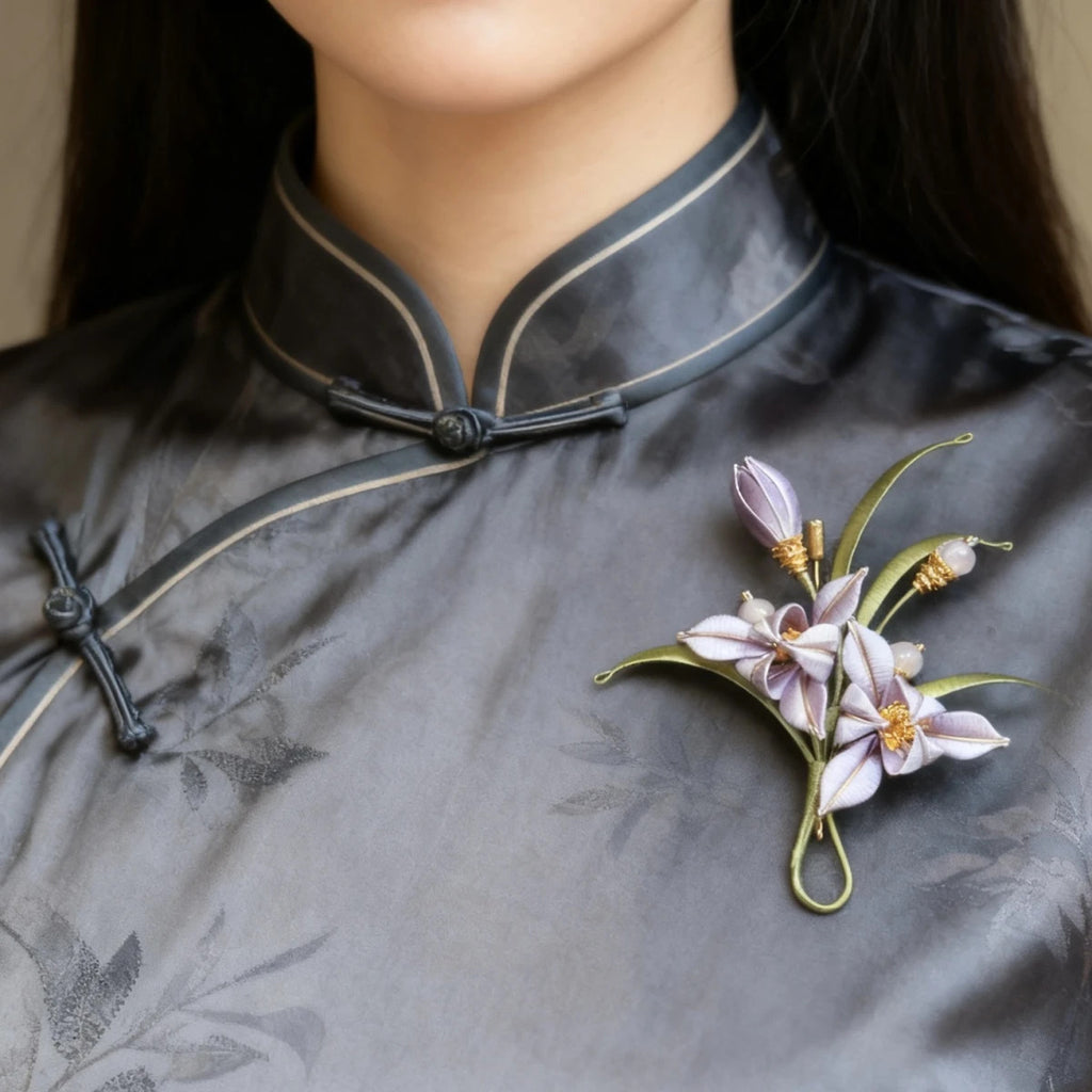 Winding Flower Orchid Brooch Chinese Style High-end Customization