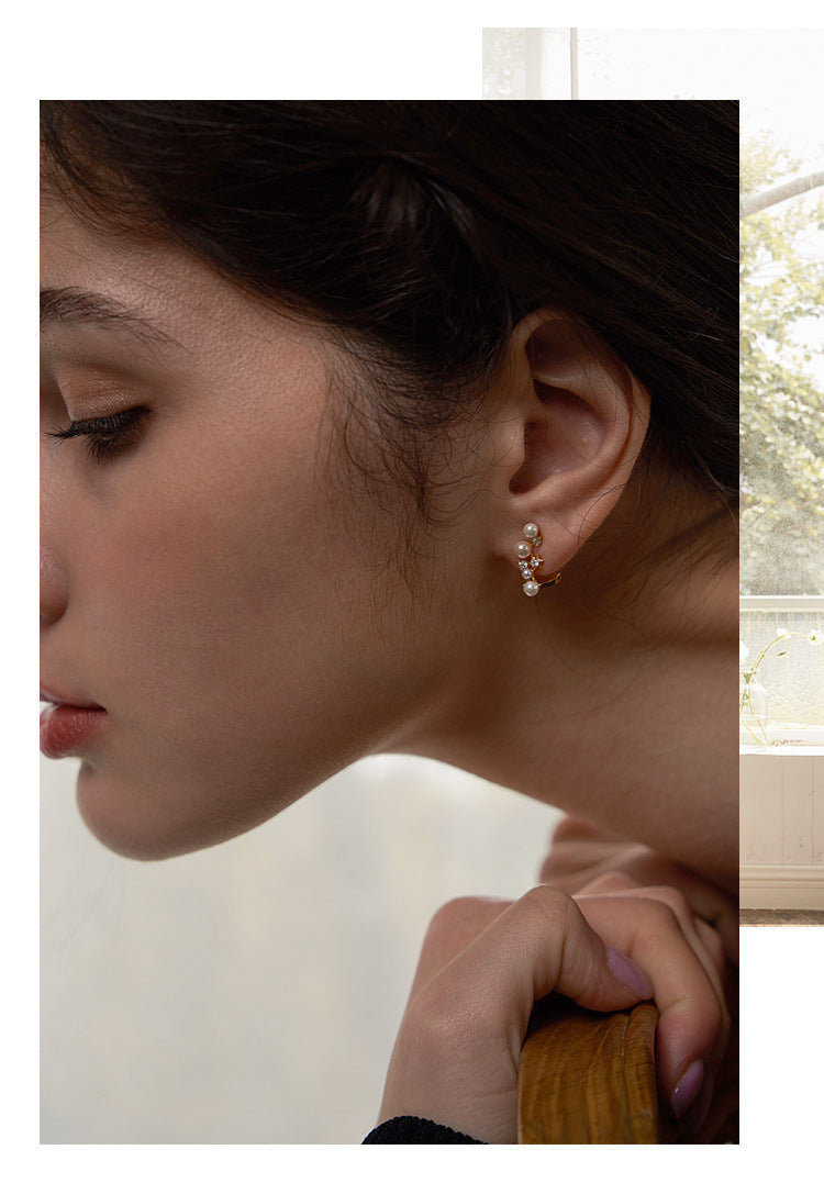 Pearl Ear Clips No Piercing Ear Cuffs for Women European and American Retro Ear Hook Earrings High-end Gold Necklace Davidgold necklace david