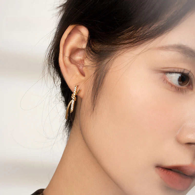 Copper Alloy Synthetic Zircon Earrings Earrings Elegant Niche Fashion Light Luxury Simple Design Versatile David Jewelrydavid jewelry001