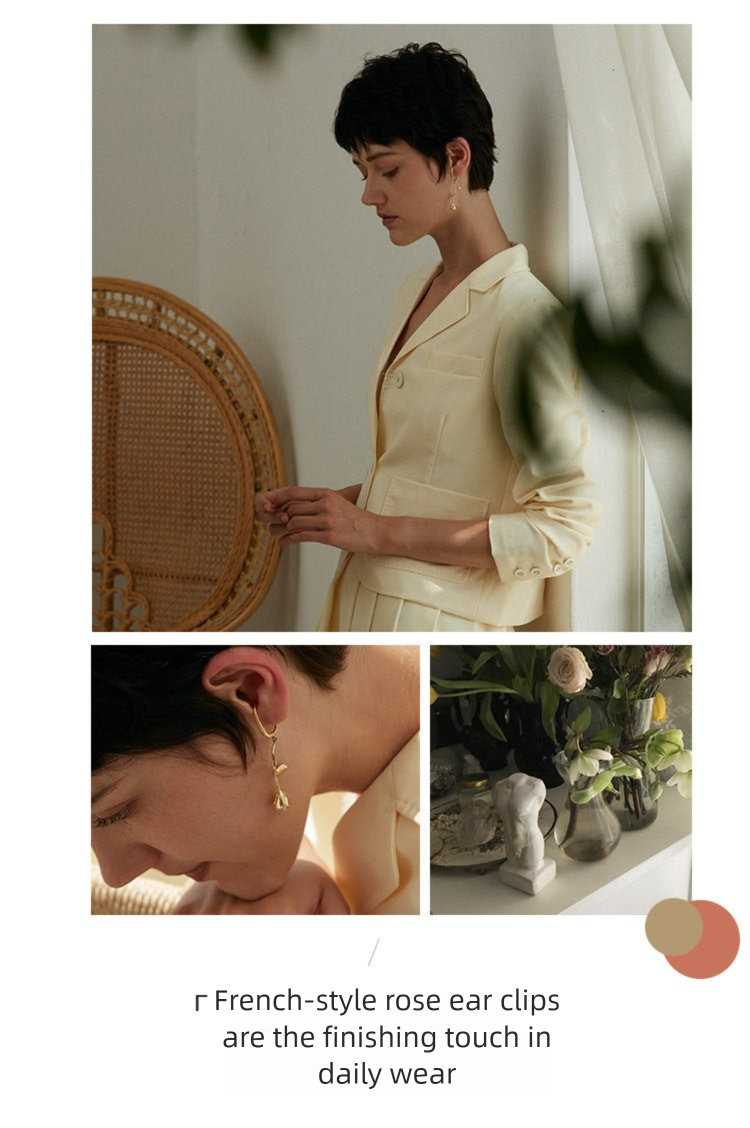 925 Silver Earrings Non-Pierced Women's Earrings French Style Elegant Niche Tea Series Earrings High-End Ear Cuffs David Jewelry Gold Necklacedavid jewelry gold necklace