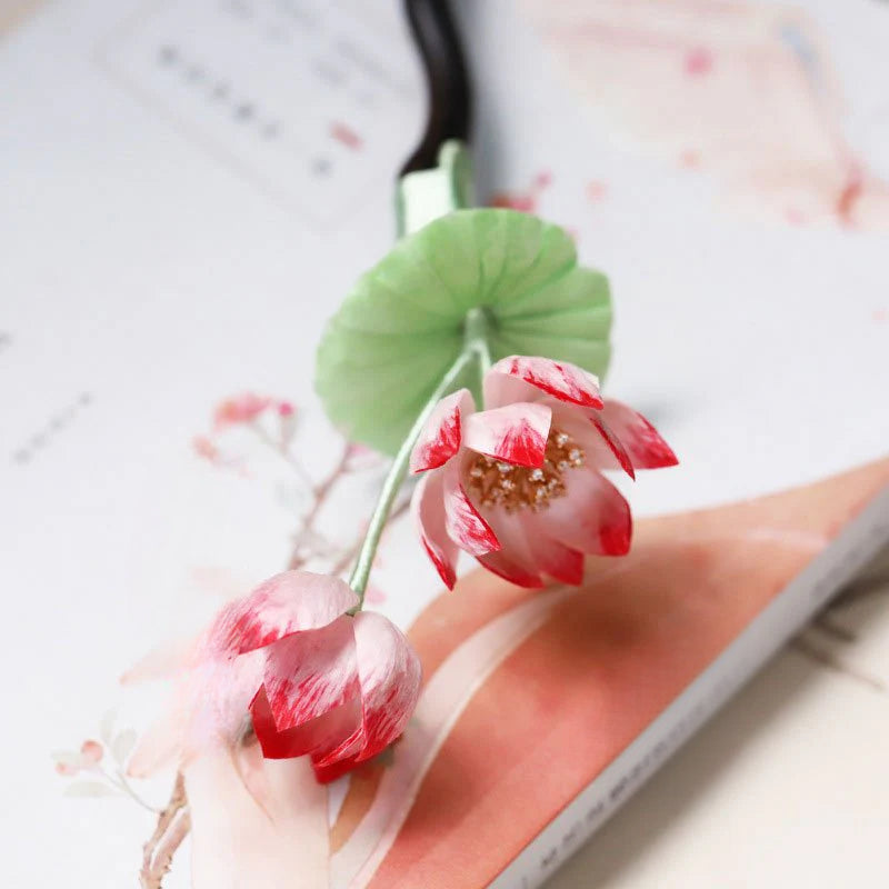 Handmade Intangible Cultural Heritage Velvet Flower Hairpin National Style New Chinese Style Lotus Hair Accessories Hanfu Sandalwood Hairpin David Gold Necklace Yurman