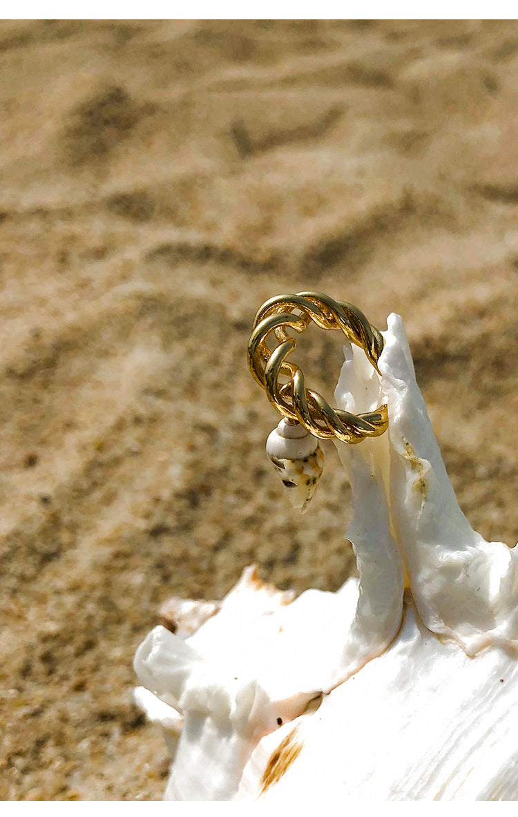 Copper Alloy Earrings Conch Ear Clip Female No Ear Piercing Earrings Unique Design french Ear Bone Clip Gold Necklace David Jewelrygold necklace david jewelry001