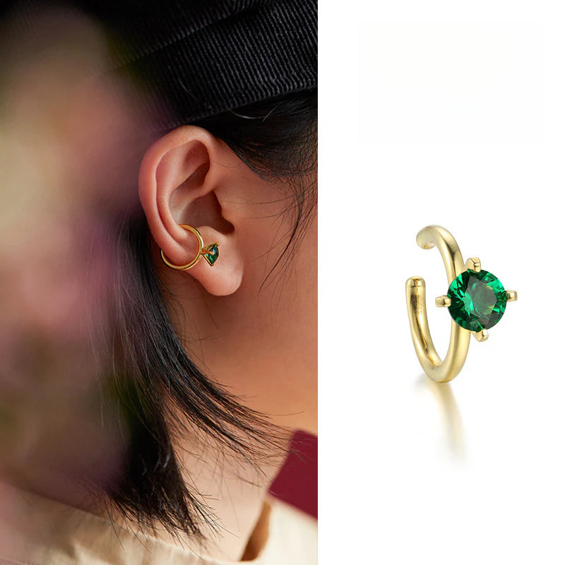 925 Silver Imitation Crystal Earrings Non-Pierced Women Super Fairy Temperament French Ear Hooks High-End Side Ear Bone Clips Jewelry Davidjewelry david