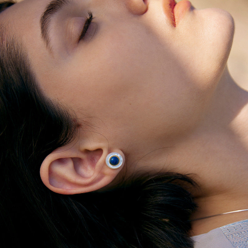 Sapphire Earrings High-end French Light Luxury Niche Design Earrings Ear Piercing Ear Bone Studs Vintage Earrings David Gold Necklacedavid gold necklace001