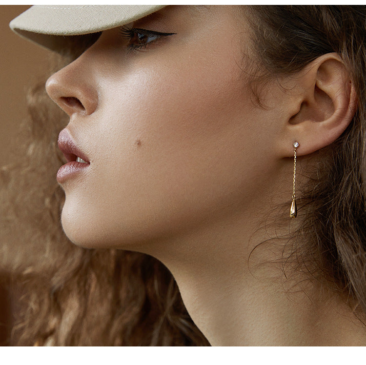 Titanium Steel Synthetic Zircon Earrings 2022 New Trendy Elegant Water Drop Long Earrings for Women Suitable for Round Faces David Jewelrydavid jewelry001