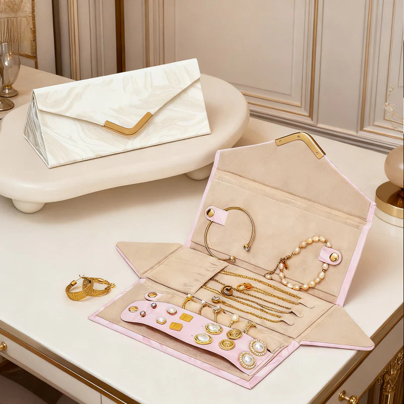 davidCross-Border Direct Supply Jewelry Box Luxury Foldable Jewelry Box Earrings Rings Necklaces Storage Jewelry Glasses Storage Box