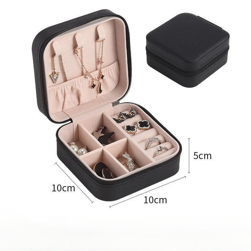 Cross-Border Direct Supply Jewelry Box Storage Box Pu Thickened Leather Necklace Ring Earrings Ring Storage Jewelry With Mirror Box David Gold Necklace Tiffany Jewelrydavid gold necklace Tiffany jewelry